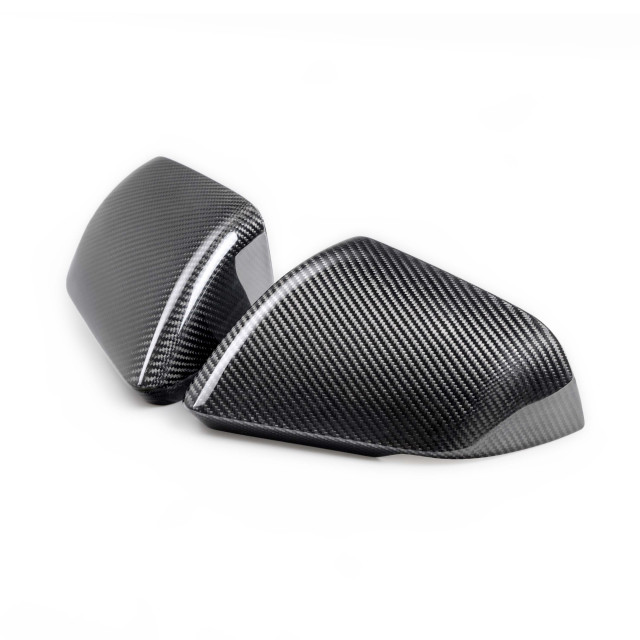 2015 - 2024 Mustang Carbon Fiber Side Mirror Cover Set with Turn Signals (Gloss Finish)