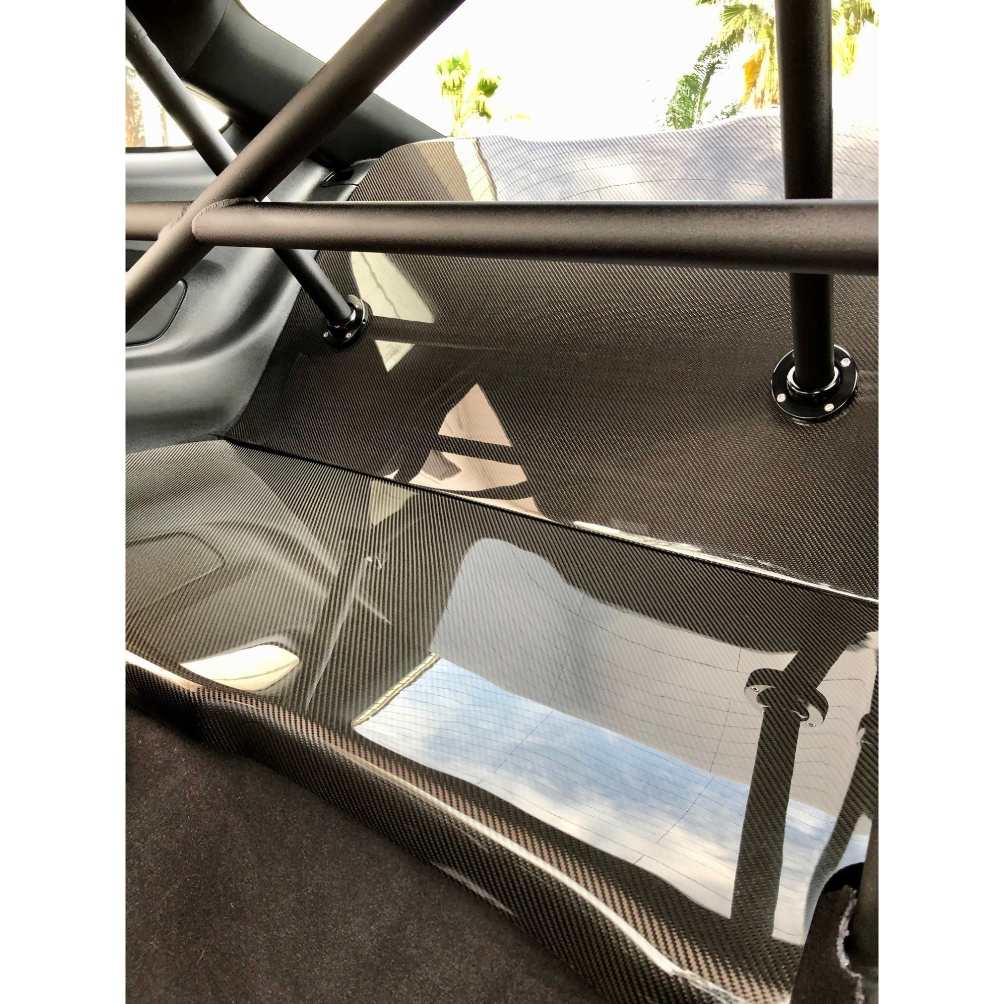 Carbon fiber rear seat delete for 2015-2023 Ford Mustang